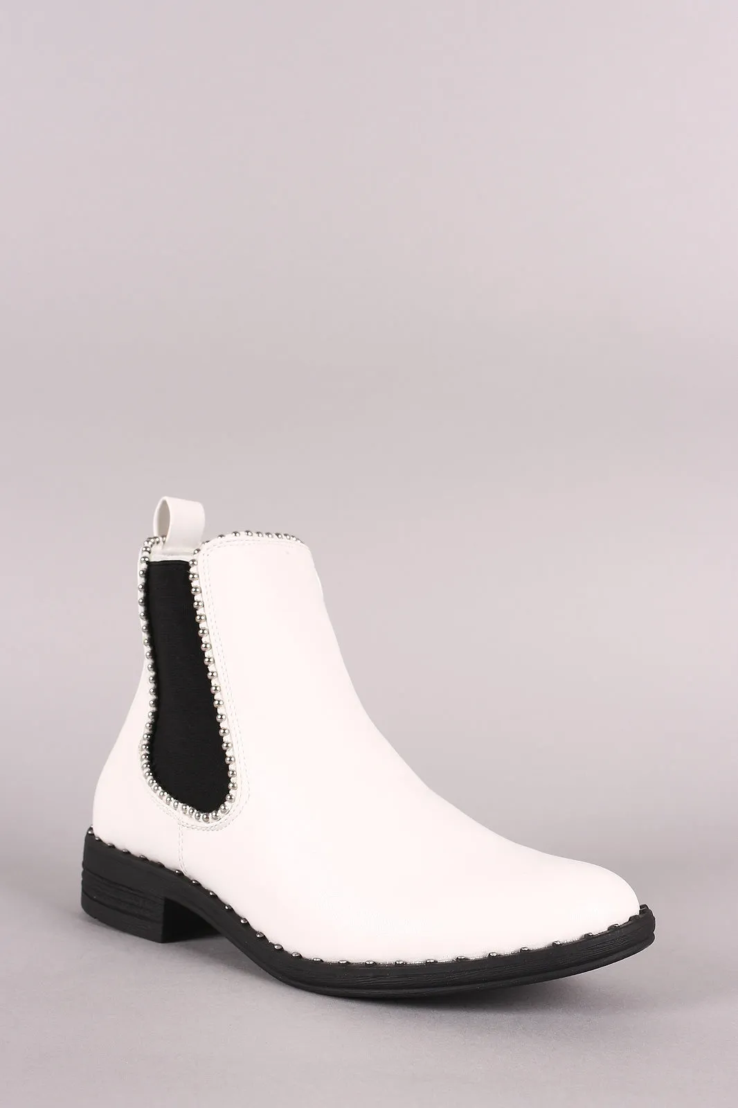 Wild Diva Lounge Studded Trim Moto Booties
