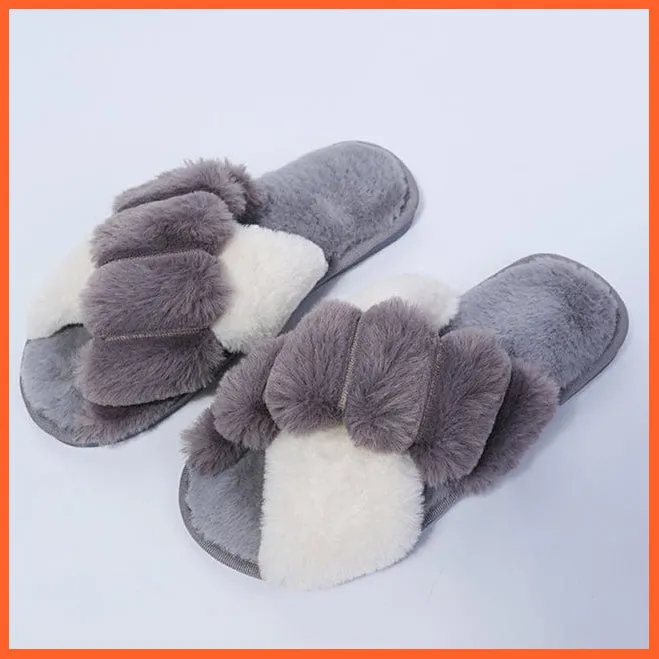 Winter Women Faux Fur Warm Comfy House Slippers