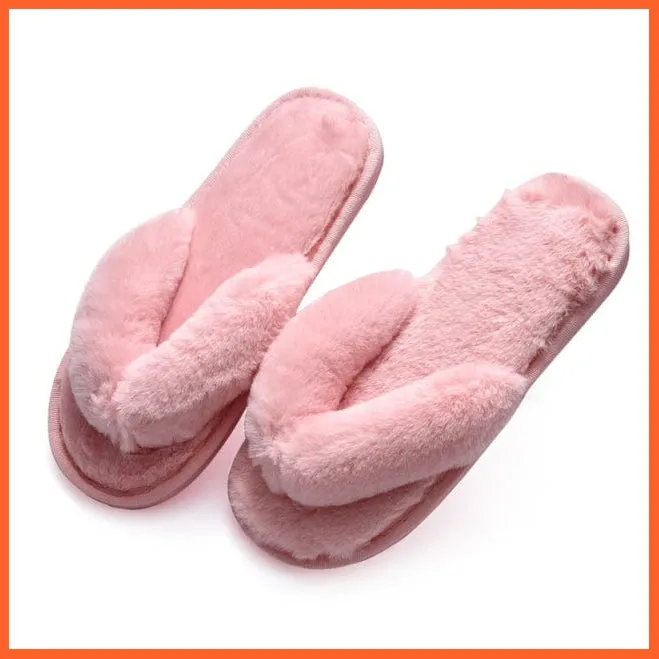Winter Women Faux Fur Warm Comfy House Slippers
