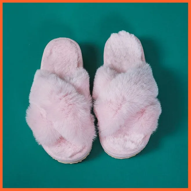 Winter Women Faux Fur Warm Comfy House Slippers