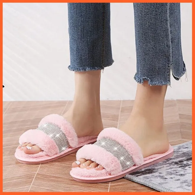 Winter Women Faux Fur Warm Comfy House Slippers