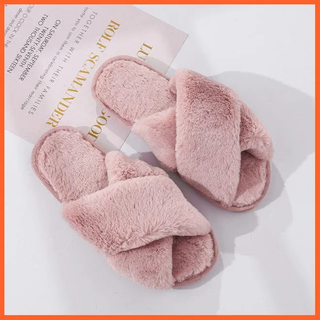 Winter Women Faux Fur Warm Comfy House Slippers