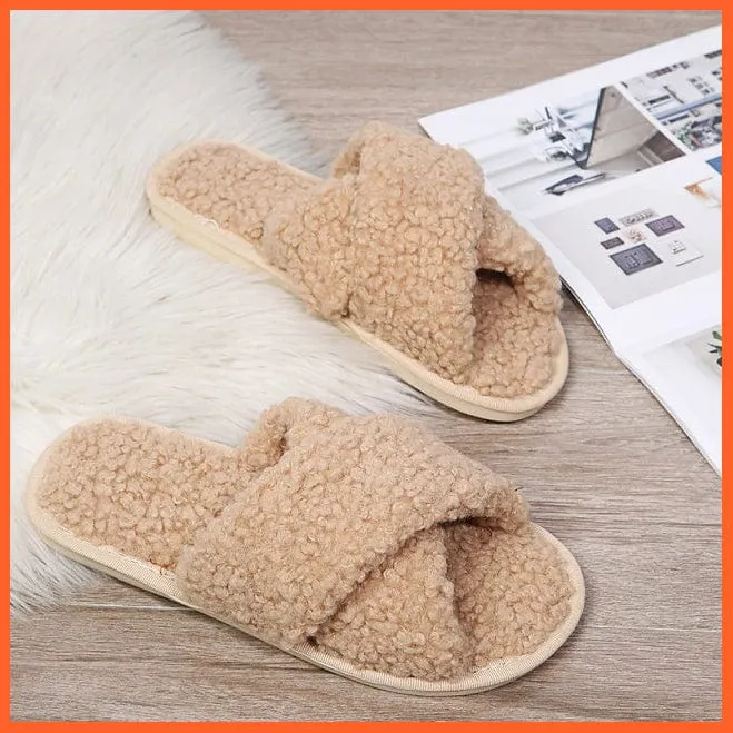 Winter Women Faux Fur Warm Comfy House Slippers