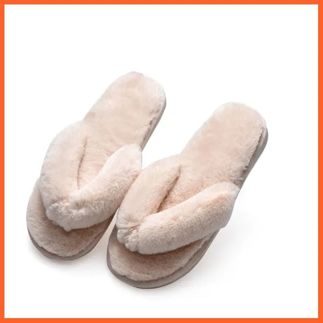 Winter Women Faux Fur Warm Comfy House Slippers