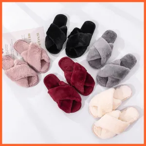 Winter Women Faux Fur Warm Comfy House Slippers