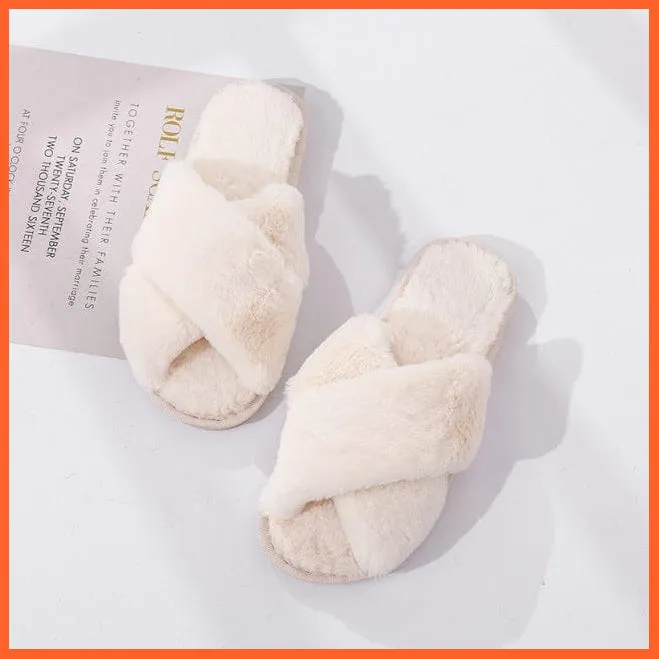 Winter Women Faux Fur Warm Comfy House Slippers