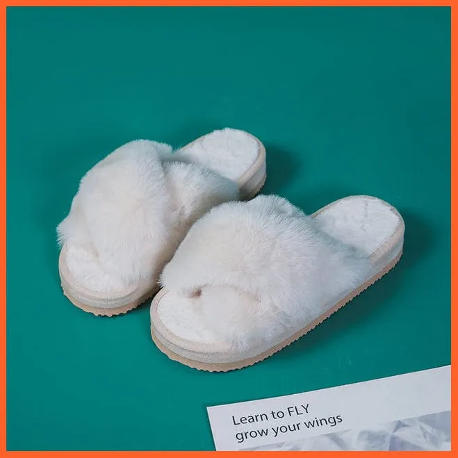 Winter Women Faux Fur Warm Comfy House Slippers