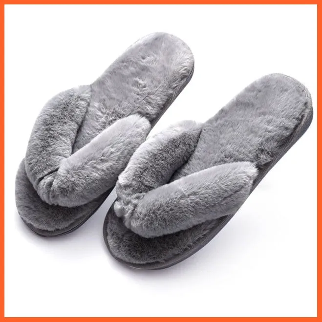 Winter Women Faux Fur Warm Comfy House Slippers