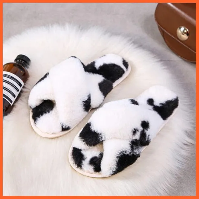 Winter Women Faux Fur Warm Comfy House Slippers