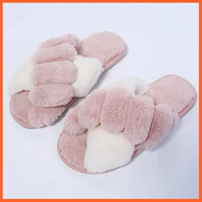 Winter Women Faux Fur Warm Comfy House Slippers