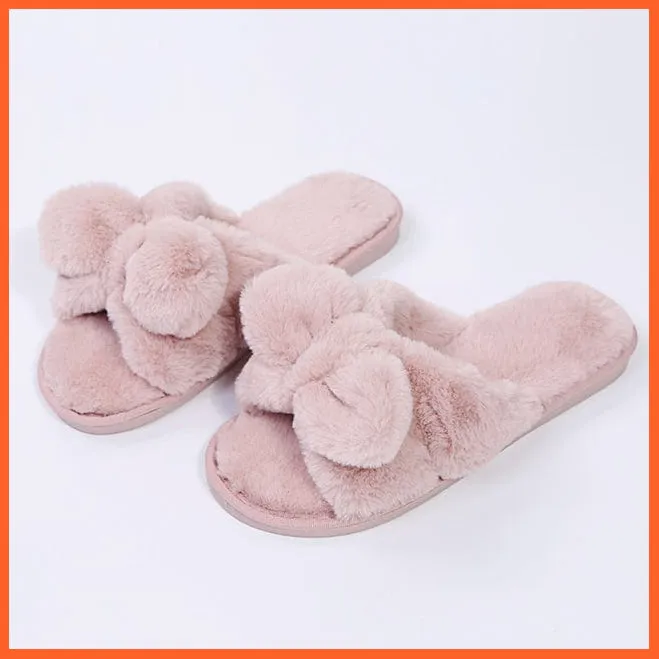 Winter Women Faux Fur Warm Comfy House Slippers