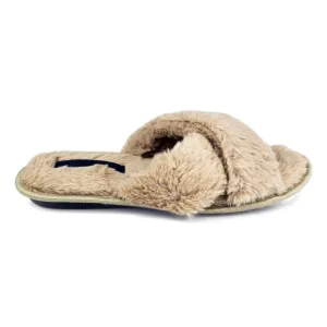 Women's Cross Over Mule Slippers Beige