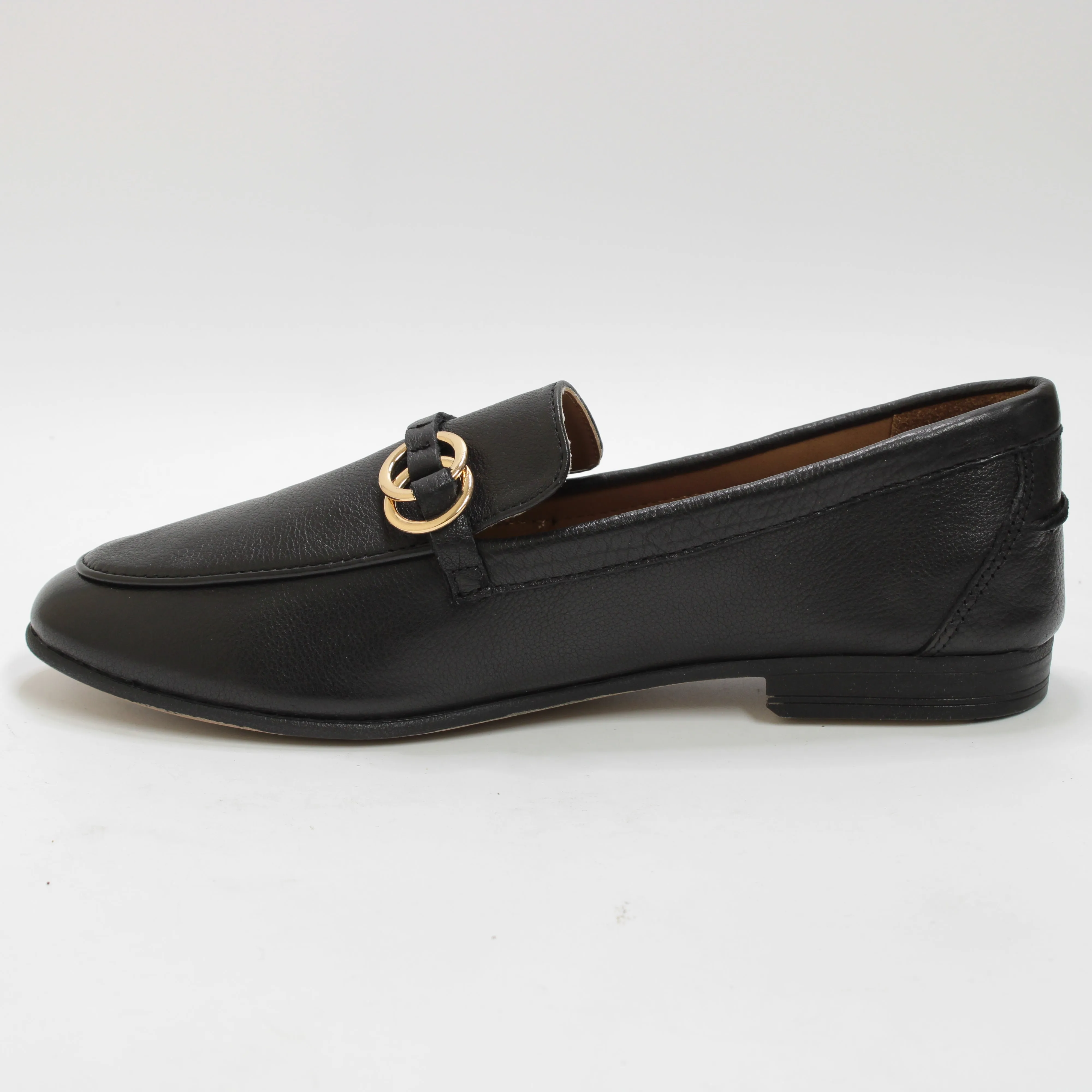 Womens Office Felipa Trim Leather Loafers Black Leather