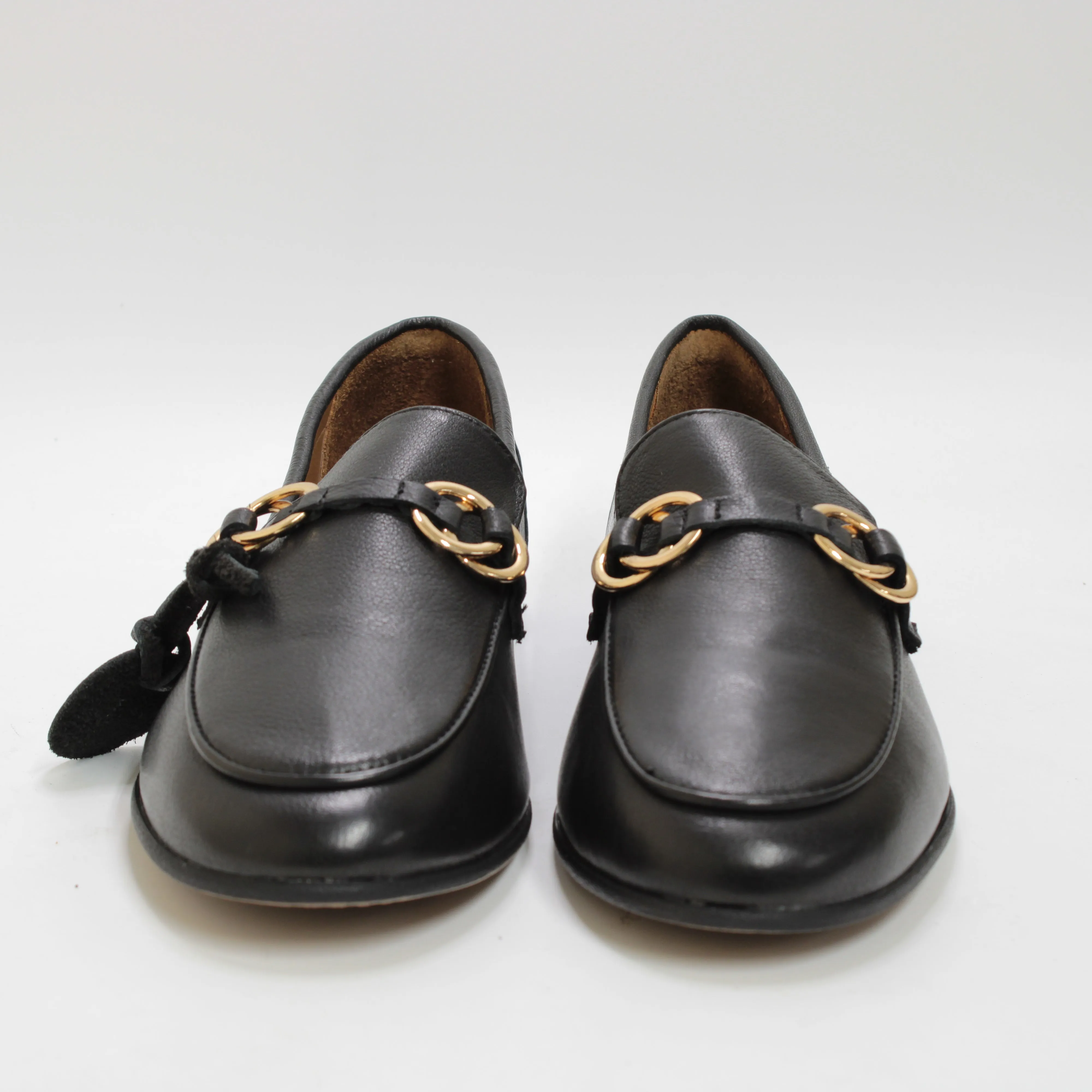 Womens Office Felipa Trim Leather Loafers Black Leather
